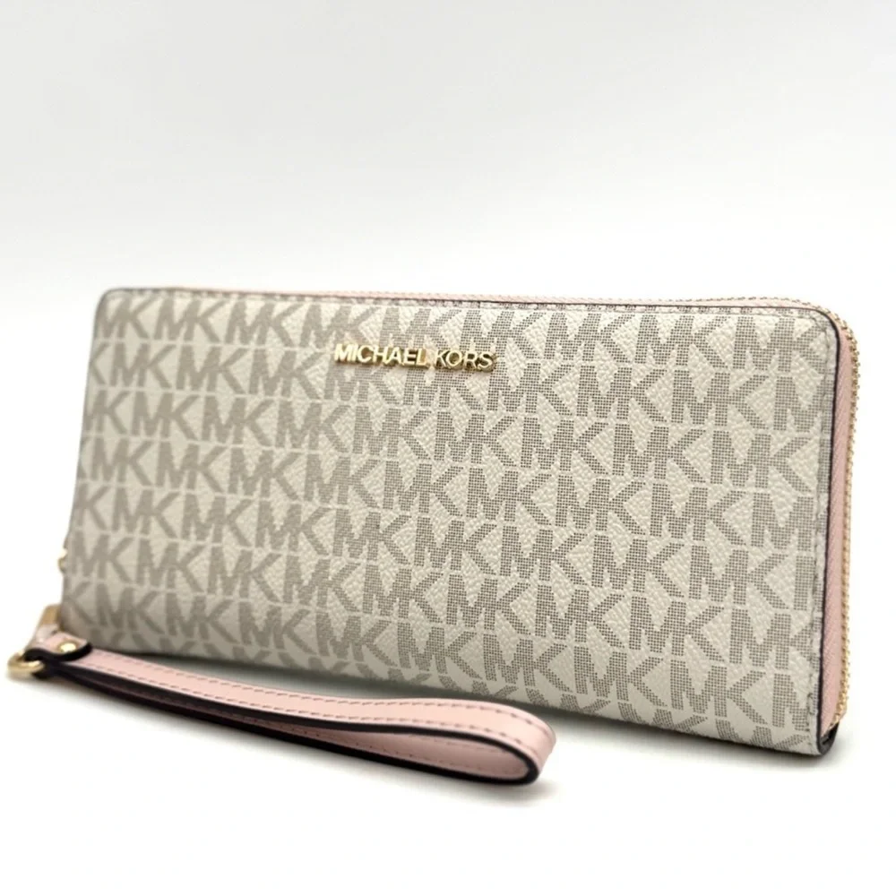 Michael Kors Large Continental Wallet Wristlet Powder Blush Multi